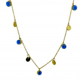 925 Ayar Nazar Boncuklu Pullu Kolye