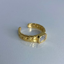 925 Ayar Tek Taş Detaylı Yüzük