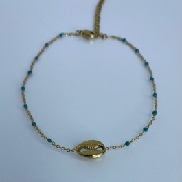 Deniz Kabuğu Detaylı Boncuklu Halhal