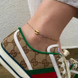 Deniz Kabuğu Detaylı Boncuklu Halhal