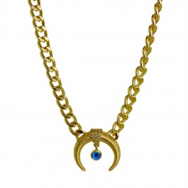 Nazar Boncuklu Ters Hilal Şeklinde Kolye